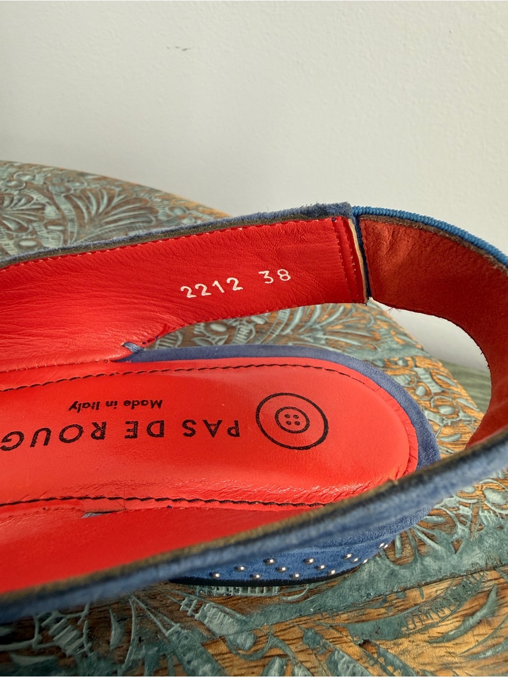 New! Pas De Rouge Janet pointed toe blue suede slingbacks size 38 - Picture 7 of 14